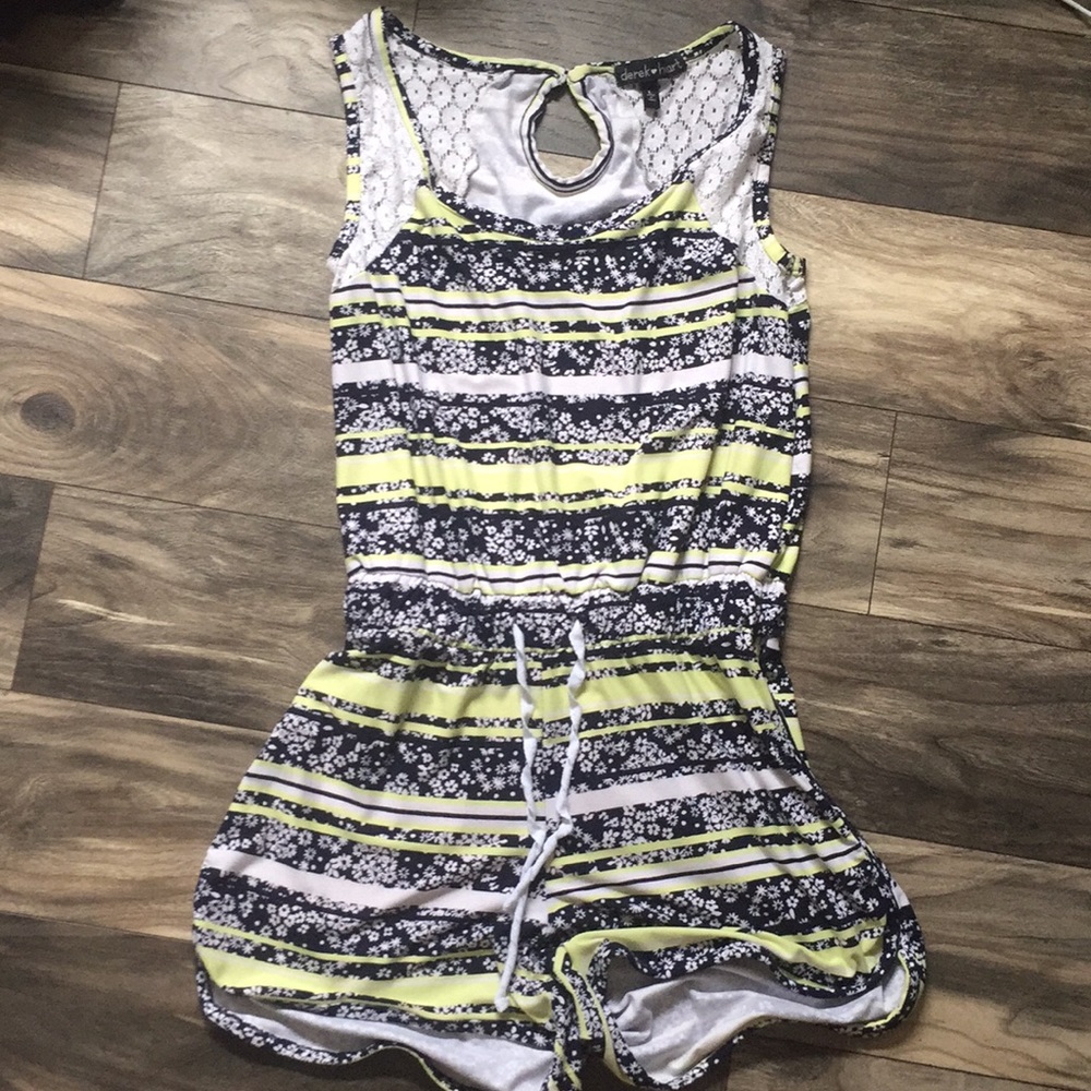 Floral striped romper